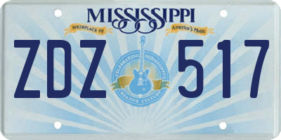 MS license plate ZDZ517