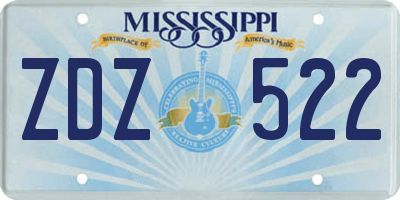 MS license plate ZDZ522