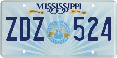 MS license plate ZDZ524
