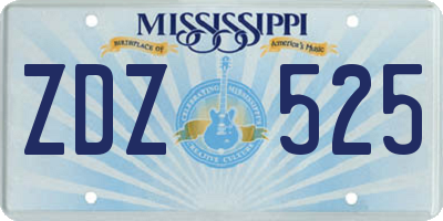 MS license plate ZDZ525