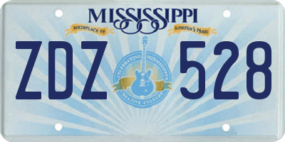 MS license plate ZDZ528