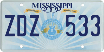 MS license plate ZDZ533