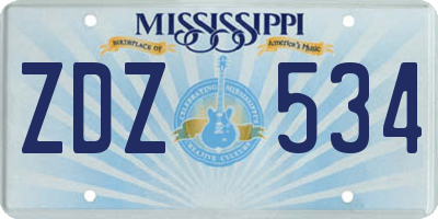 MS license plate ZDZ534