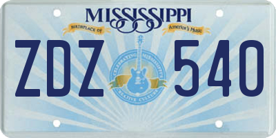MS license plate ZDZ540