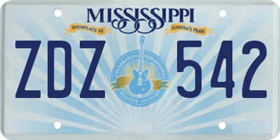 MS license plate ZDZ542