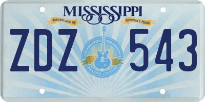 MS license plate ZDZ543