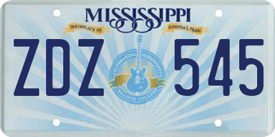 MS license plate ZDZ545
