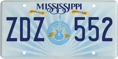 MS license plate ZDZ552