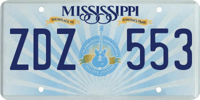 MS license plate ZDZ553
