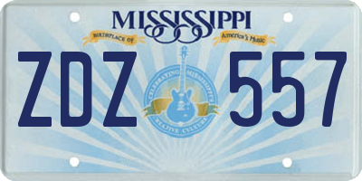 MS license plate ZDZ557