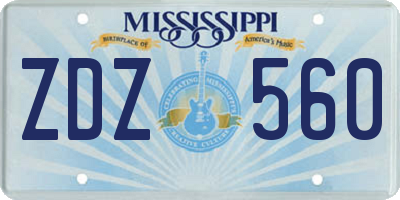 MS license plate ZDZ560