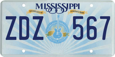 MS license plate ZDZ567
