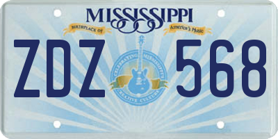 MS license plate ZDZ568