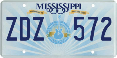 MS license plate ZDZ572