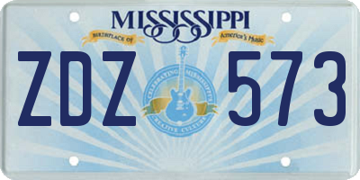 MS license plate ZDZ573
