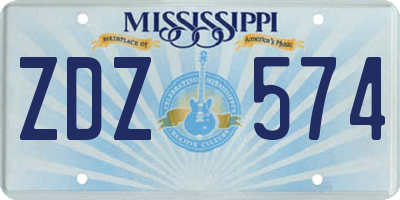 MS license plate ZDZ574