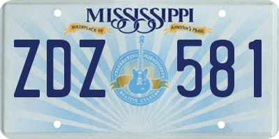 MS license plate ZDZ581