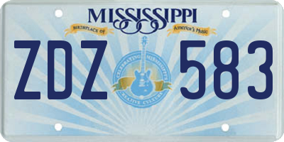 MS license plate ZDZ583