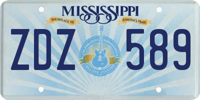 MS license plate ZDZ589