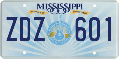 MS license plate ZDZ601
