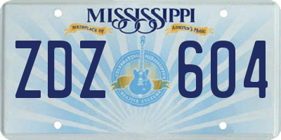 MS license plate ZDZ604