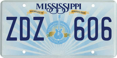 MS license plate ZDZ606