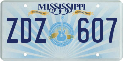 MS license plate ZDZ607