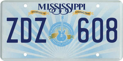 MS license plate ZDZ608