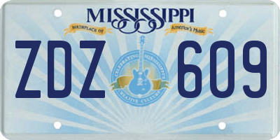 MS license plate ZDZ609