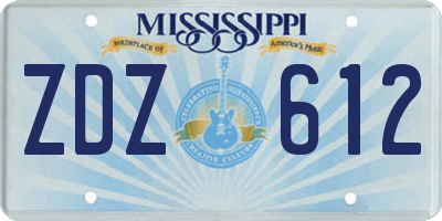 MS license plate ZDZ612