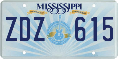 MS license plate ZDZ615
