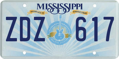 MS license plate ZDZ617