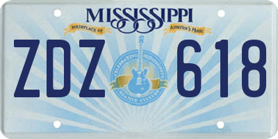 MS license plate ZDZ618