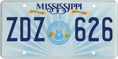 MS license plate ZDZ626