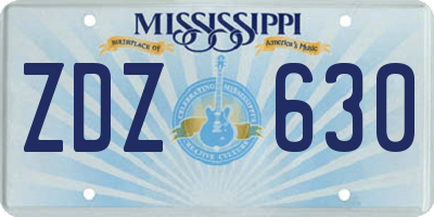 MS license plate ZDZ630