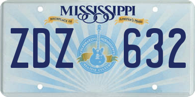MS license plate ZDZ632