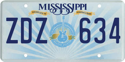 MS license plate ZDZ634