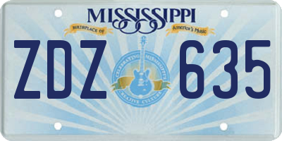 MS license plate ZDZ635