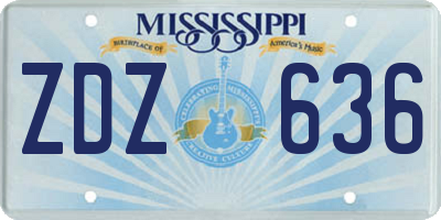 MS license plate ZDZ636