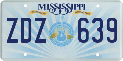 MS license plate ZDZ639