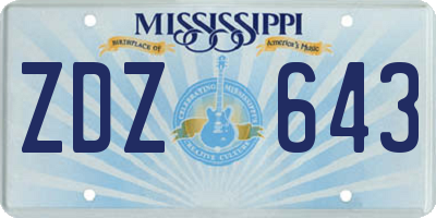 MS license plate ZDZ643