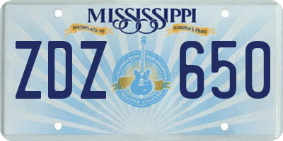 MS license plate ZDZ650