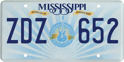 MS license plate ZDZ652