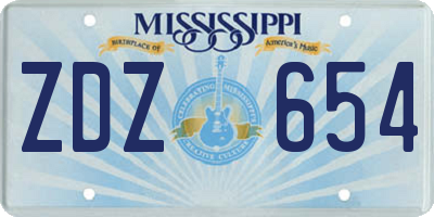 MS license plate ZDZ654