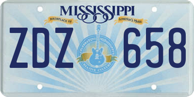 MS license plate ZDZ658