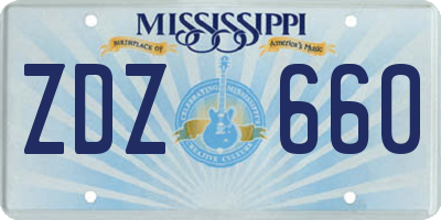 MS license plate ZDZ660