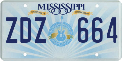 MS license plate ZDZ664