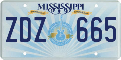 MS license plate ZDZ665