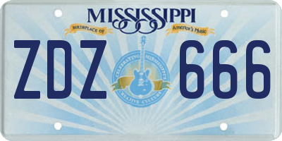 MS license plate ZDZ666