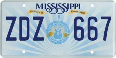 MS license plate ZDZ667